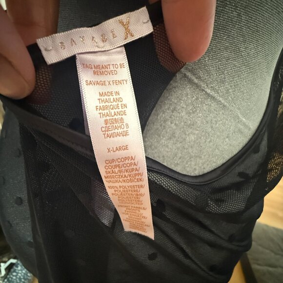 Savage X Fenty Floral Embroidered Sheer Black Long Lingerie Dress X-Large - Picture 6 of 6